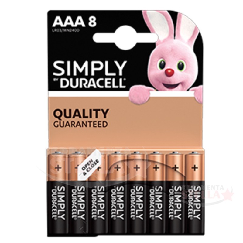 Pile ministilo duracell  AAA simply 8 pz | ferramentastella.com