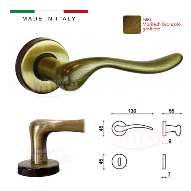 Coppia maniglie con rosetta bronzo graffiato | ferramentastella.it