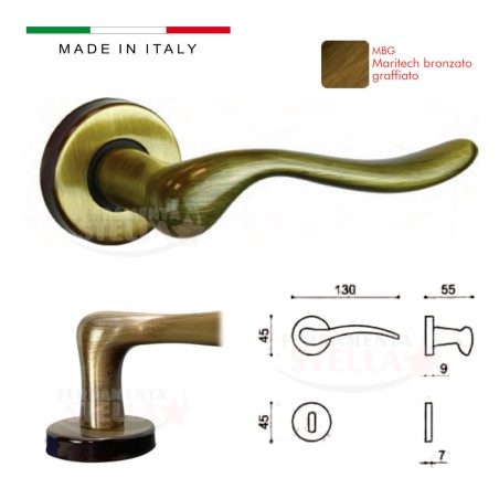 Coppia maniglie con rosetta bronzo graffiato | ferramentastella.it