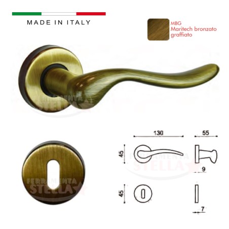 Coppia maniglie con rosetta bronzo graffiato | ferramentastella.it