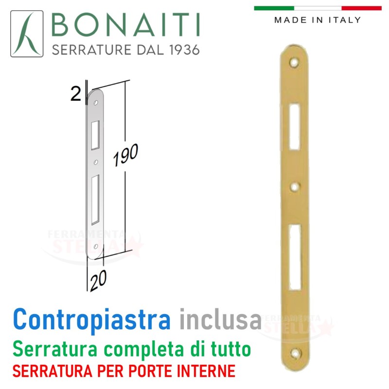 Serratura patent per porte interne ottonate | ferramentastella.it