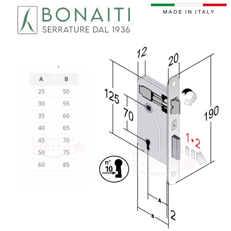Serratura patent per porte interne ottonate | ferramentastella.it