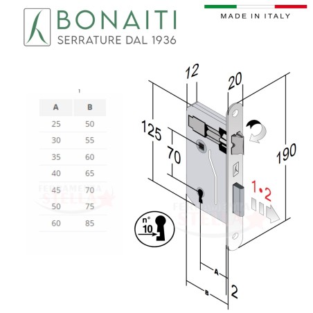Serratura patent per porte interne ottonate | ferramentastella.it