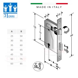 Serratura patent per porte interne cromo lucido | ferramentastella.it 2