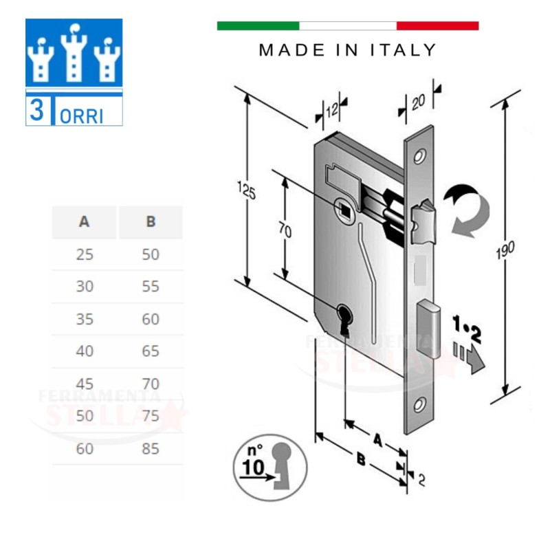 Serratura patent per porte interne cromo lucido | ferramentastella.it