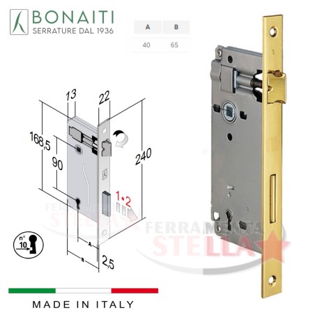 Serratura patent porta porte interna in legno bonaiti | ferramentastella.it