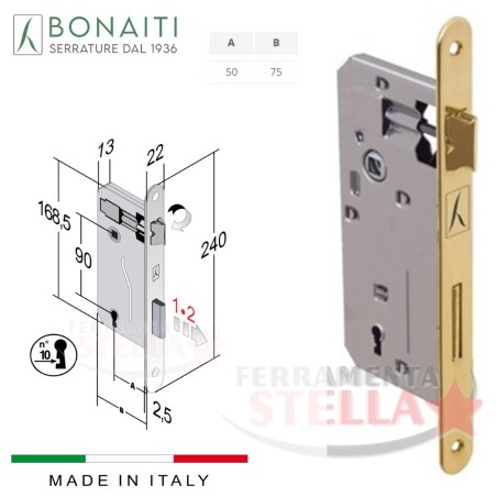 Serratura Patent Bonaiti 040T – 2 Mandate | ferramentastella.com
