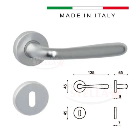 Coppia maniglie cromo satinata porte interne | ferramentastella.com