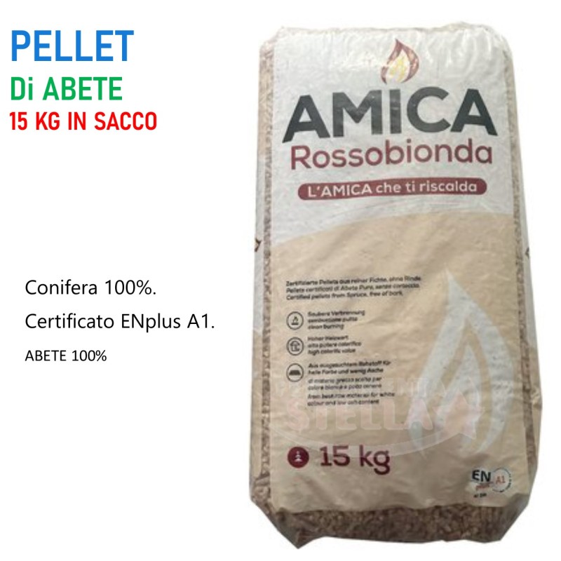 Pellet AMICA di prima in sacco 15 kg abete | ferramentastella.it