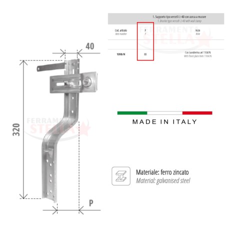 Supporto vercelli x tapparella | ferramentastella.it