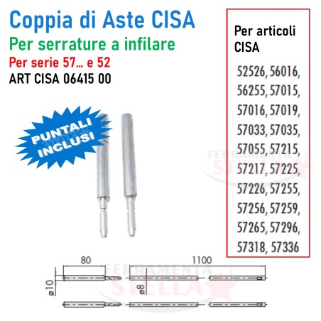 Coppia di aste art 06415 00 prolunghe  | ferramentastella.it