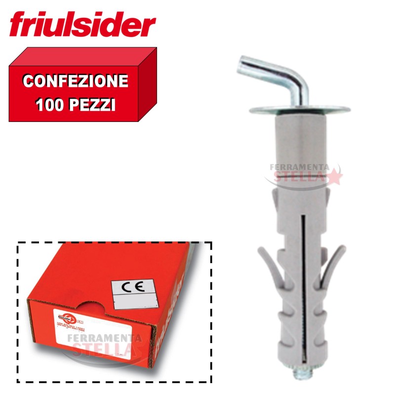 TASSELLO ANCORANTE GANCIO CORTO IN NYLON x MATTONE PIETRA LEGNO CALCESTRUZZO