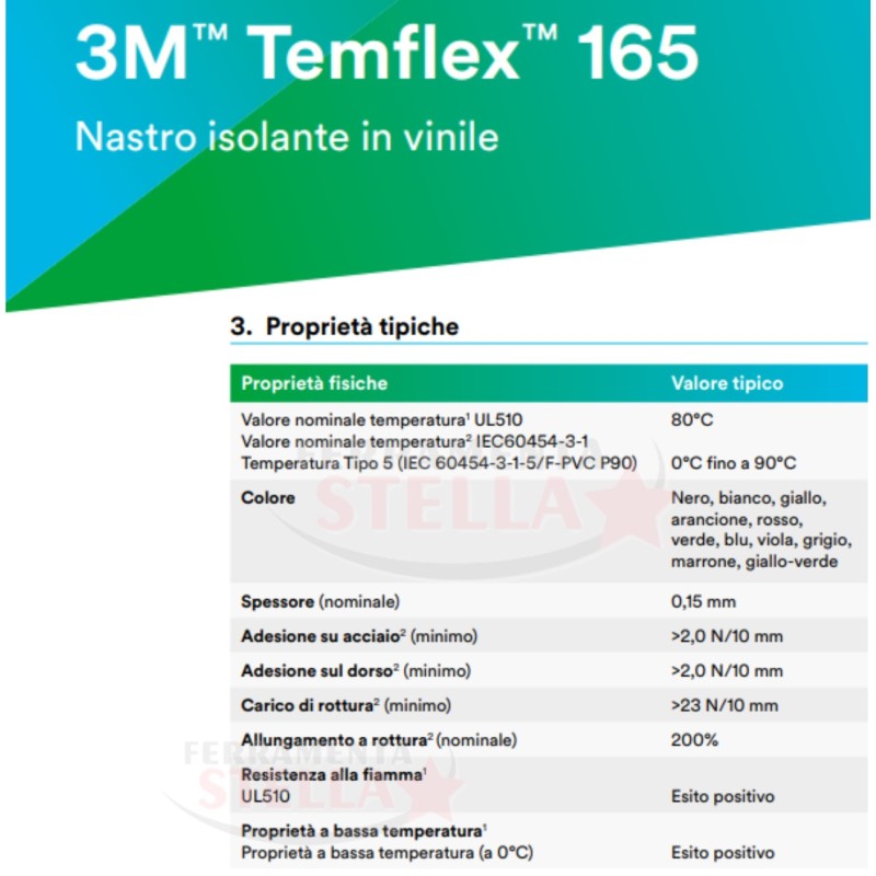 nastro isolante nero 3m in pvc temflex 1500 | ferramentastella.com