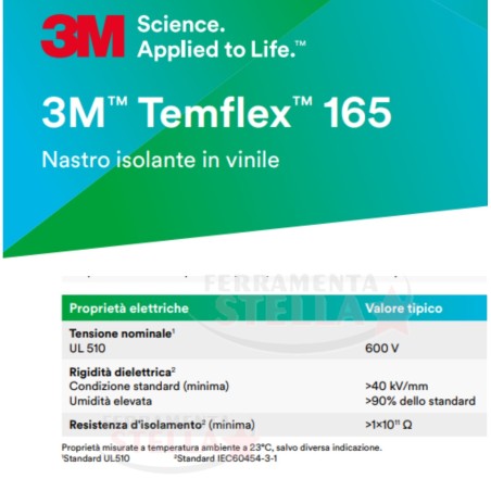 nastro isolante nero 3m in pvc temflex 1500 | ferramentastella.com