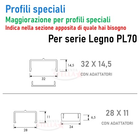 MAGGIORAZIONE PER PROFILO SPECIALE - PER COMANDI COMPATIBILI NACO LEGNO E ALLUMINIO - DIVERSI DA STANDARD
