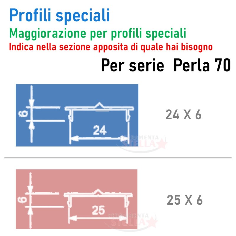 MAGGIORAZIONE PER PROFILO SPECIALE - PER COMANDI COMPATIBILI NACO LEGNO E ALLUMINIO - DIVERSI DA STANDARD
