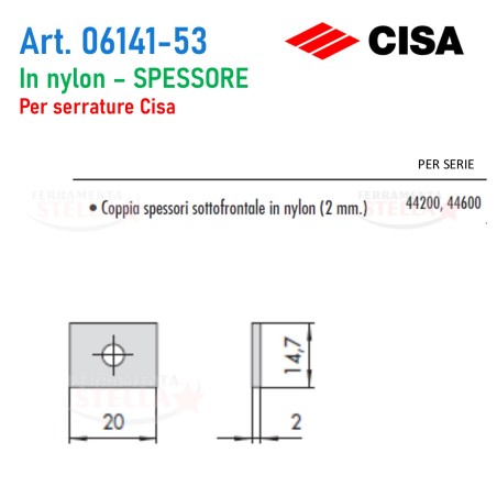 Spessore nylon cisa 06141-53 x serratura  | ferramentastella.it