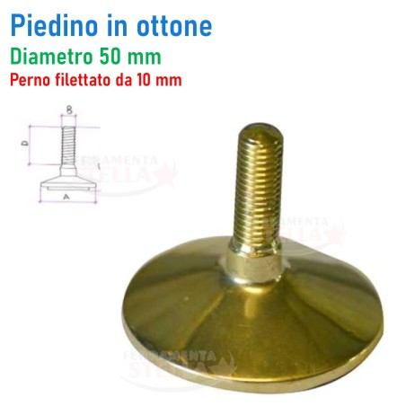 Piedino piede con gomma oro lucido diam 50 | ferramentastella.it