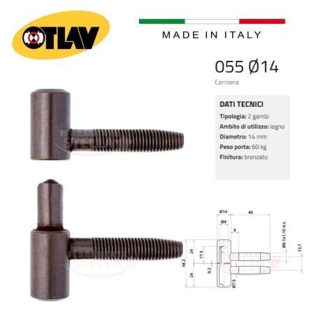 Cerniera anuba normale otlav serie 055 bronzo | ferramentastella.it