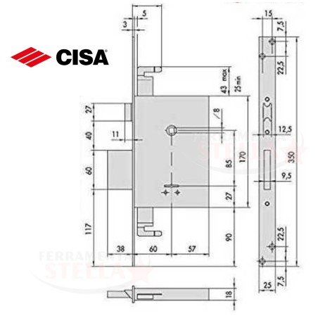 Serratura a infilare cisa doppia mappa 57255 60 | ferramentastella.it