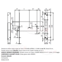 SERRATURA INFILARE ISEO DOPPIA MAPPA 981.901 BFZ FERRO ALLUMINIO CANCELLI PORTA 2