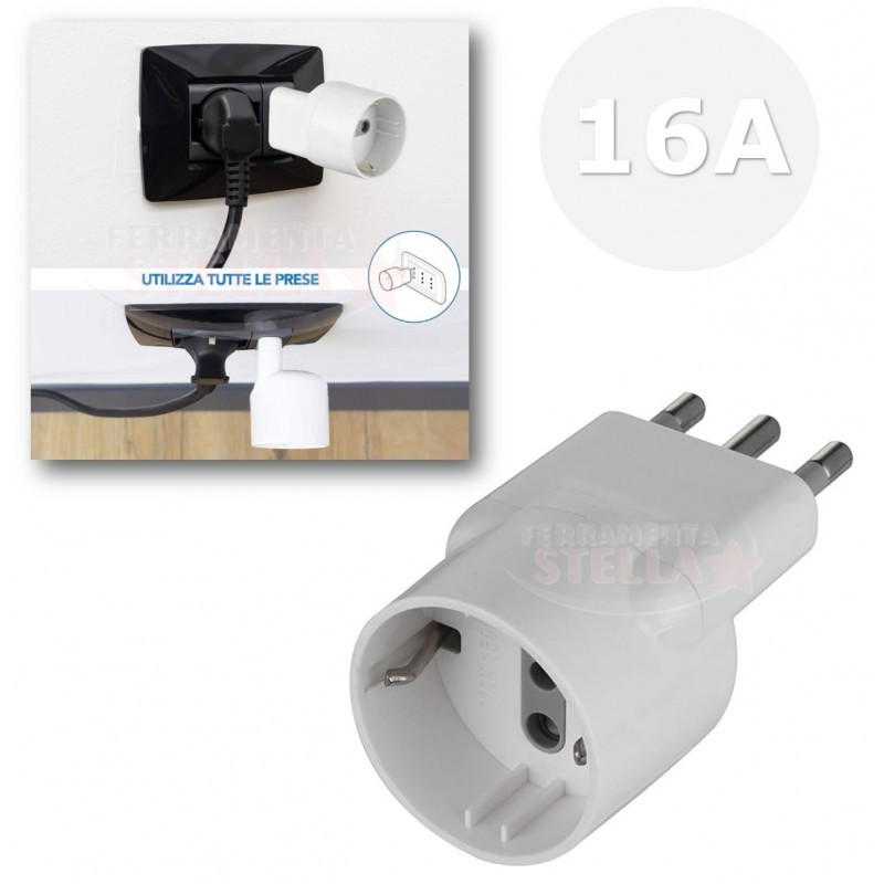 Adattatore schuko spina elettrica bianca da 16a | ferramentastella.it