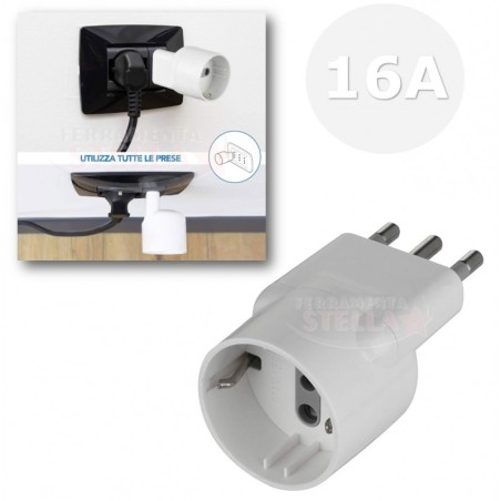 Adattatore schuko spina elettrica bianca da 16a | ferramentastella.it