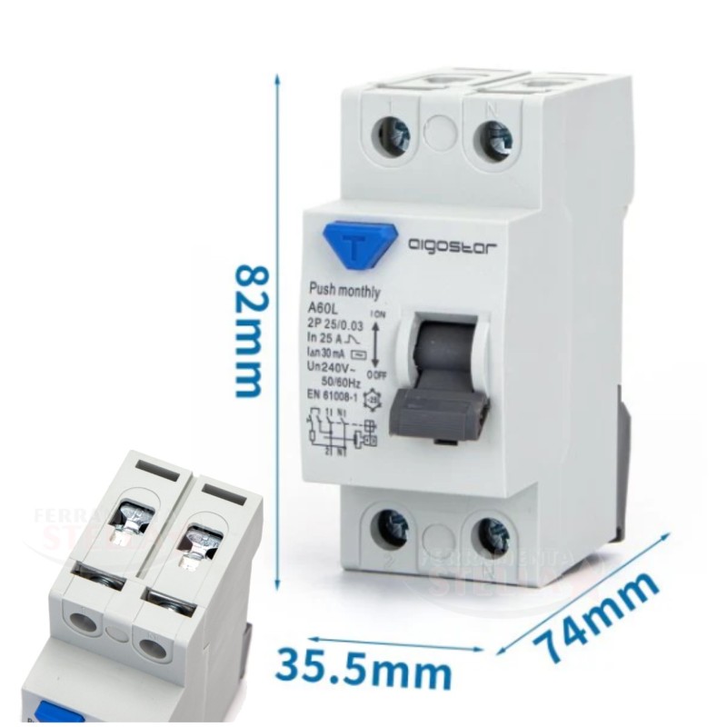 Interruttore differenziale 2x25A 30mA 2 moduli | ferramentastella.it