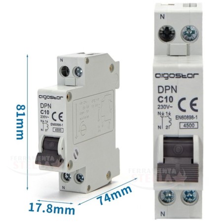 Interruttore magnetotermico 10A 1 modulo 1P N | ferramentastella.it