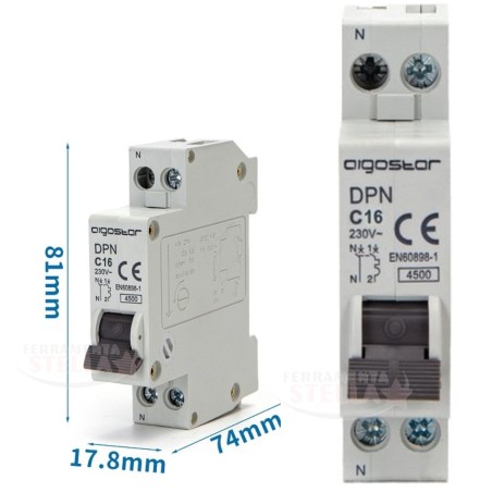 Interruttore magnetotermico 16A 1 modulo 1P| ferramentastella.it