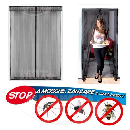 ZANZARIERA PER PORTE MAGNETICA - SI CHIUDE AUTOMATICAMENTE - 120 X 240 CON MERLETTO NERA