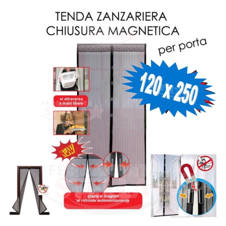Zanzariera magnetica porta 120x250 nera velcro | ferramentastella.it
