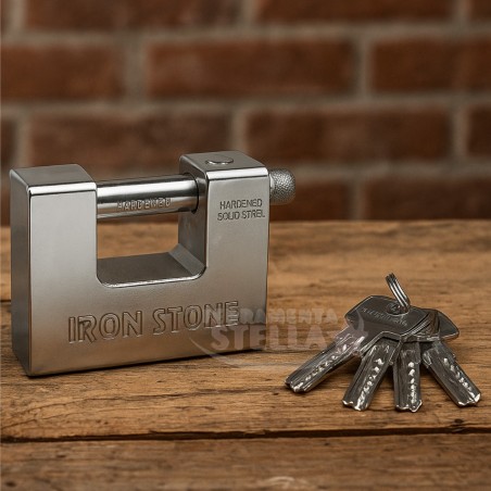 Lucchetto antiscasso acciaio mm 94 con 5 chiavi | ferramentastella.it