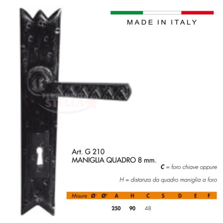 Coppia maniglia ferro battuto interasse rustica | ferramentastella.it