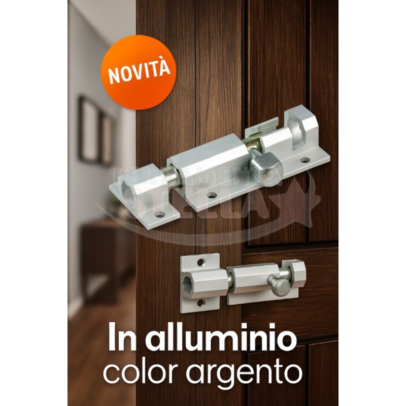 Catenaccio alluminio tipo stretto 50 mm argento | ferramentastella.it