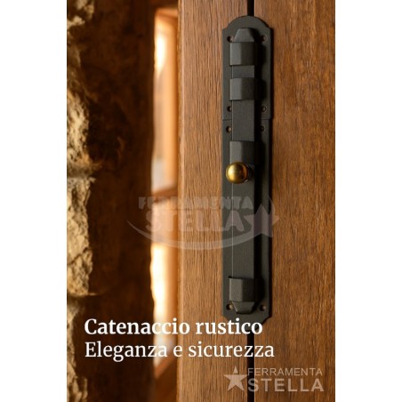 Catenaccio rustico trasversale 200 mm ferro nero | ferramentastella.it