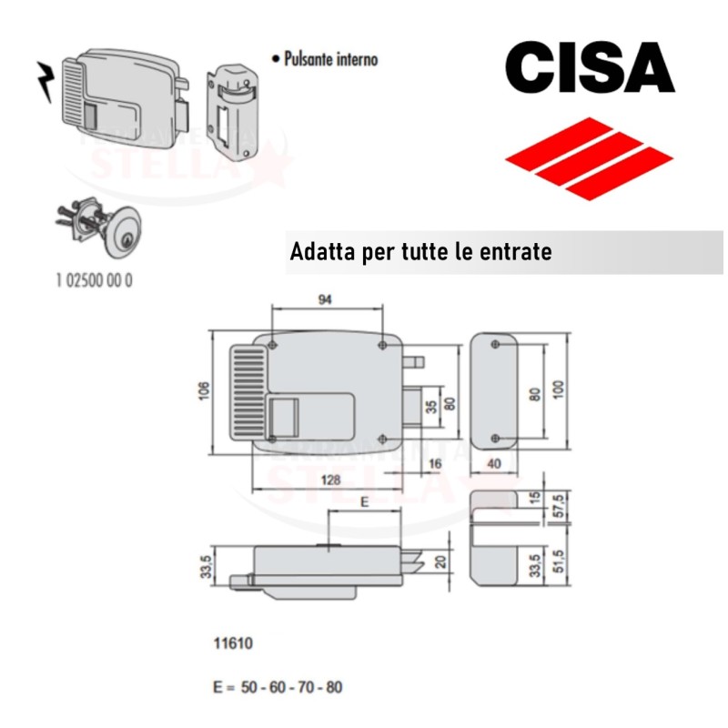 Serratura elettrica cisa 11610 portoncino ingresso|ferramentastella.it