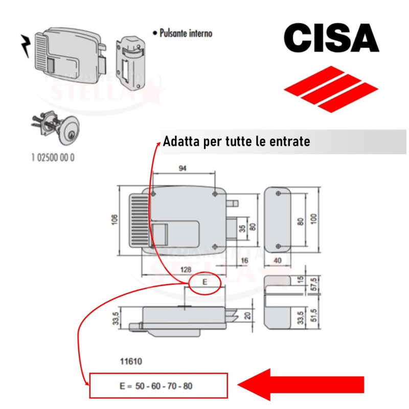 Serratura elettrica cisa 11610 portoncino ingresso|ferramentastella.it