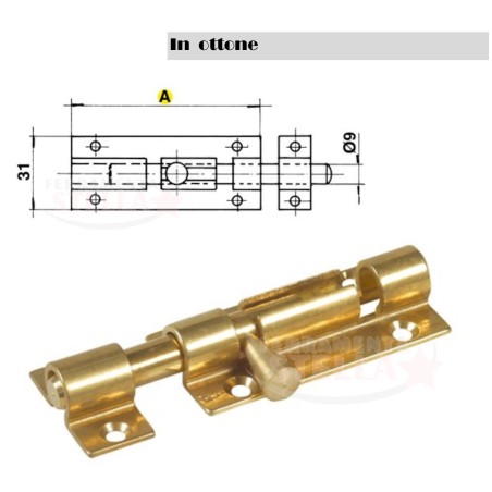 Catenaccio tondo ottone da 100 per porte armadi | ferramentastella.it