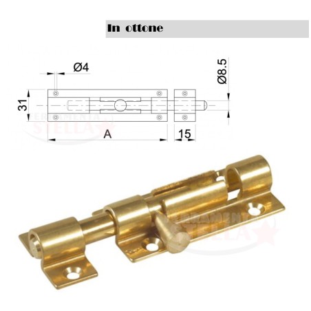 Catenaccio tondo ottone da 100 per porte armadi | ferramentastella.it