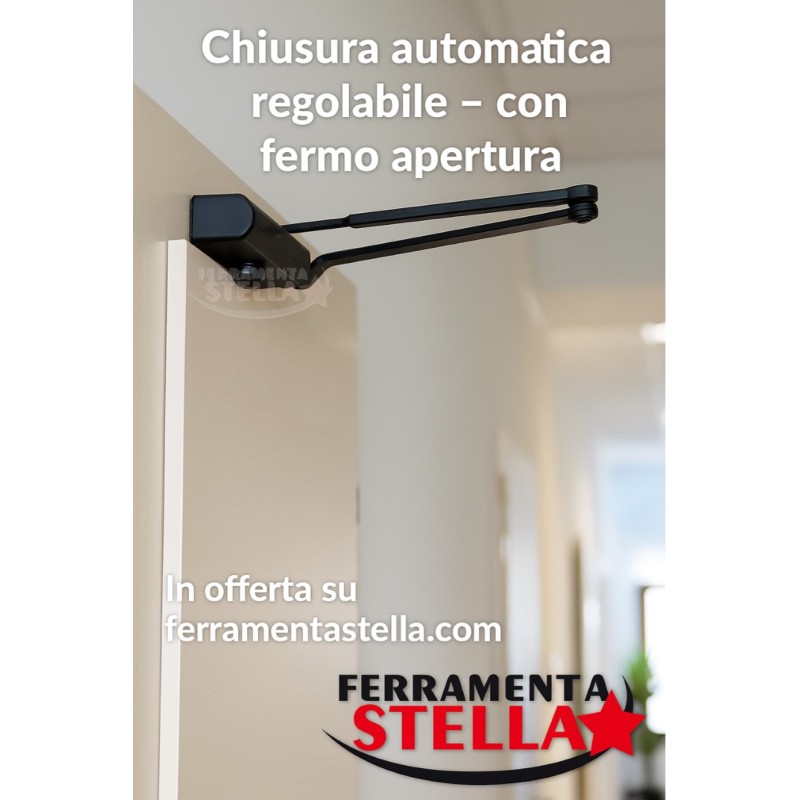 Chiudiporta idraulico nero con fermo regolabile | ferramentastella.it