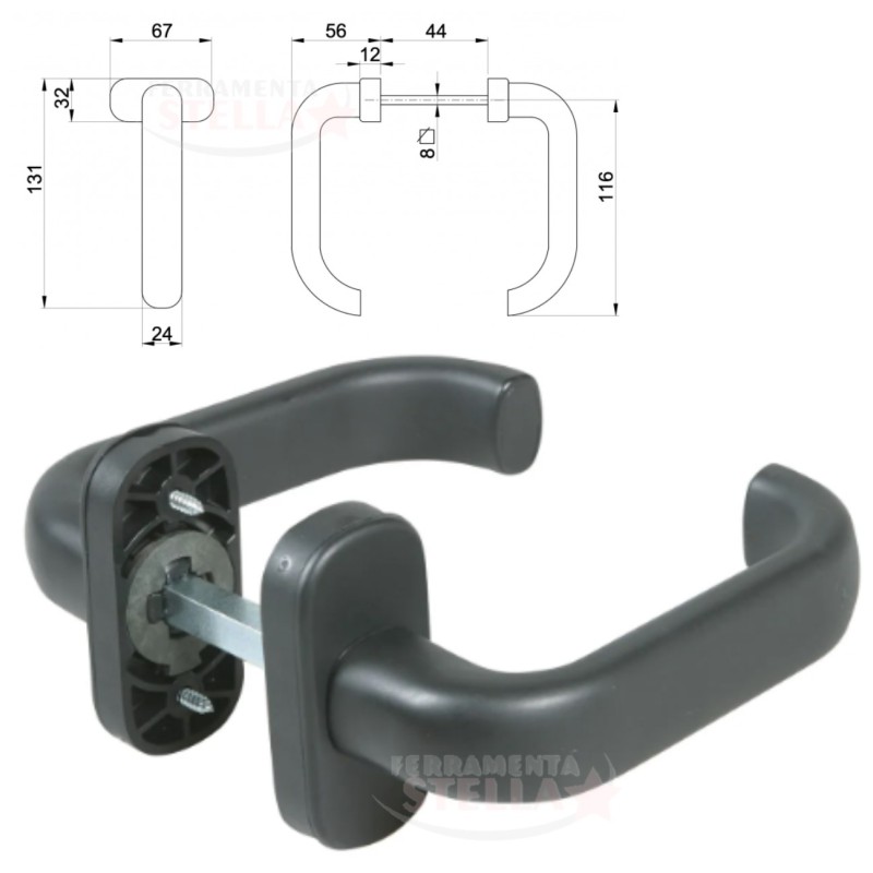 Maniglia nera opaca porte alluminio pvc ferro | ferramentastella.it