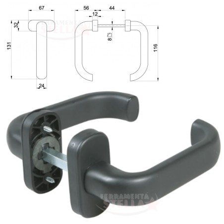Maniglia nera opaca porte alluminio pvc ferro | ferramentastella.it