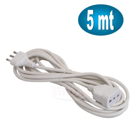 Prolunga elettrica 5 metri corrente cavo bianca | ferramentastella.it