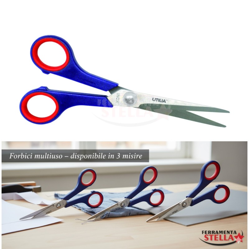 Forbici multiuso acciaio inox mis. 6 manico rosso e blu | ferramentastella.it