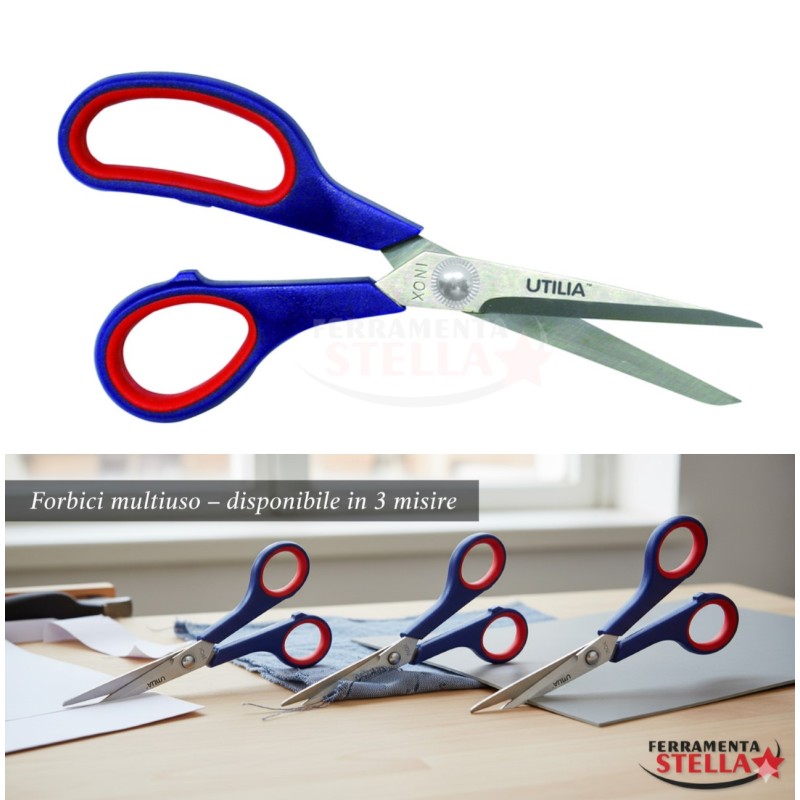 Forbici multiuso acciaio inox mis. 7 manico rosso e blu | ferramentastella.it