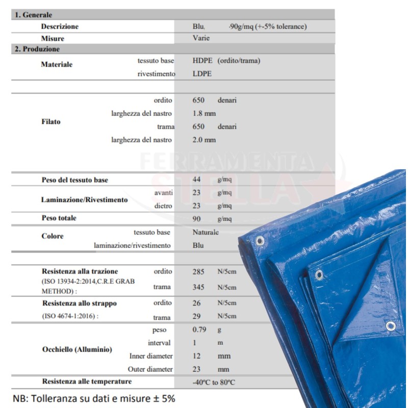 Telo occhiellato  2x3 per copertura moto legna auto  |  ferramentastella.it