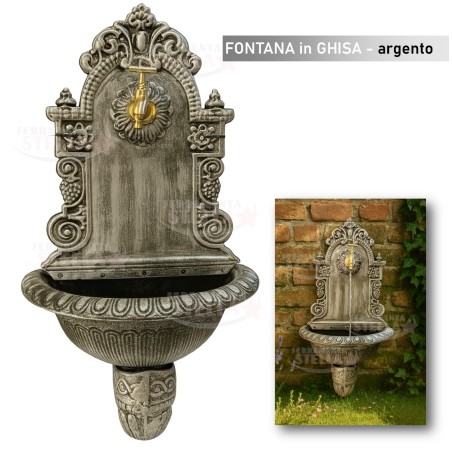 fontana ghisa grigia parete x giardino  |  ferramentastella.it