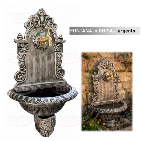 fontana ghisa grigia parete x giardino  |  ferramentastella.it