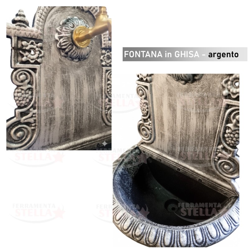 fontana ghisa grigia parete x giardino  |  ferramentastella.it